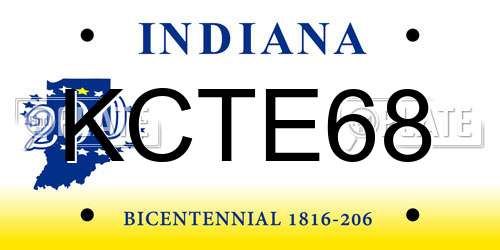 KCTE68 Indiana License Plate