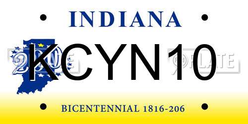 KCYN10 Indiana License Plate