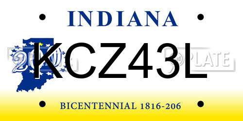 KCZ43L Indiana License Plate