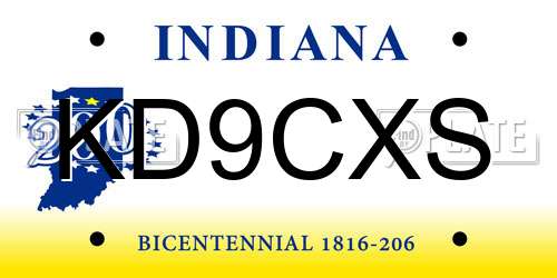 KD9CXS Indiana License Plate