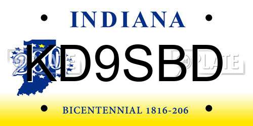 KD9SBD Indiana License Plate