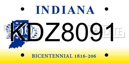 KDZ8091 Indiana License Plate