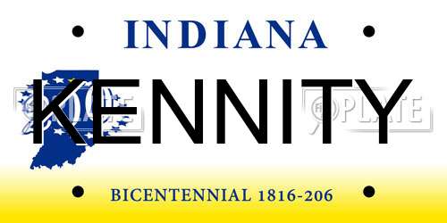KENNITY Indiana License Plate