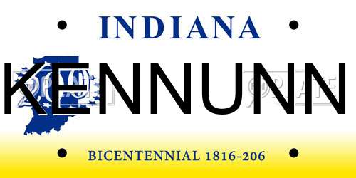 KENNUNN Indiana License Plate
