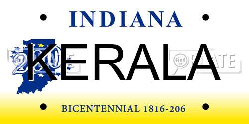 KERALA Indiana License Plate