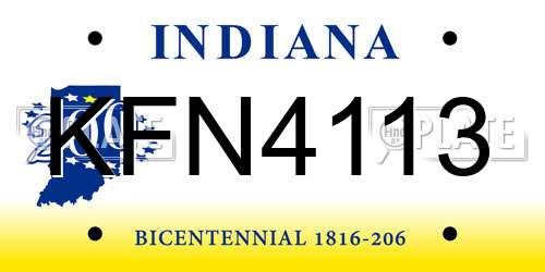 KFN4113 Indiana License Plate