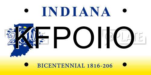 KFPOIIO Indiana License Plate