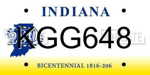 KGG648 Indiana License Plate