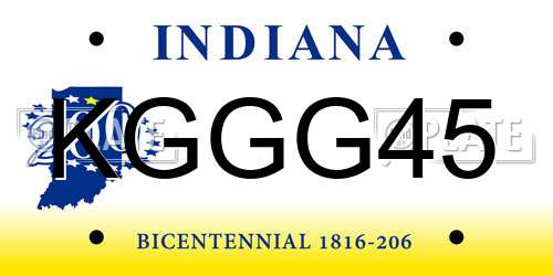 KGGG45 Indiana License Plate
