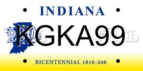 KGKA99 Indiana License Plate