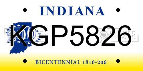 KGP5826 Indiana License Plate