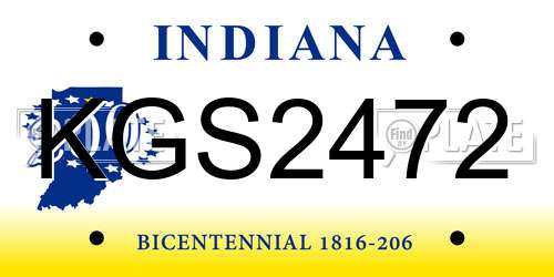 KGS2472 Indiana License Plate