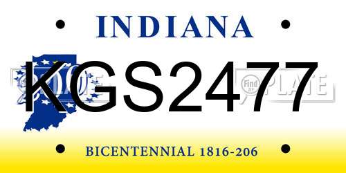 KGS2477 Indiana License Plate