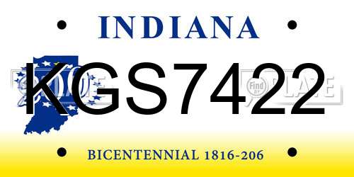 KGS7422 Indiana License Plate