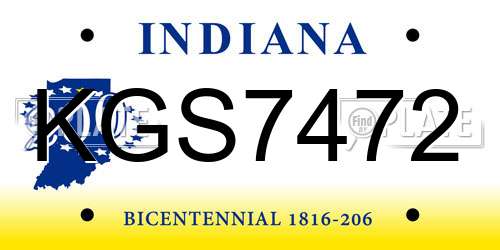 KGS7472 Indiana License Plate