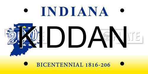 KIDDAN Indiana License Plate