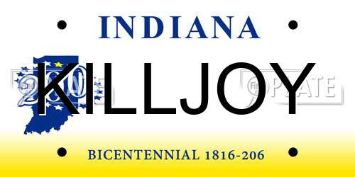 KILLJOY Indiana License Plate