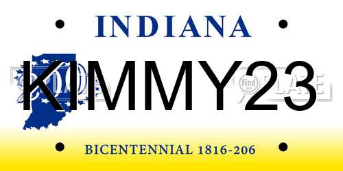 KIMMY23 Indiana License Plate
