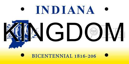 KINGDOM Indiana License Plate