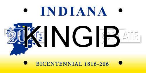 KINGIB Indiana License Plate