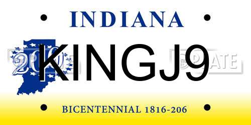 KINGJ9 Indiana License Plate