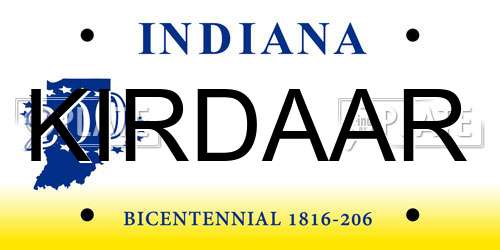 KIRDAAR Indiana License Plate
