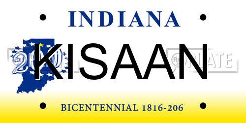 KISAAN Indiana License Plate