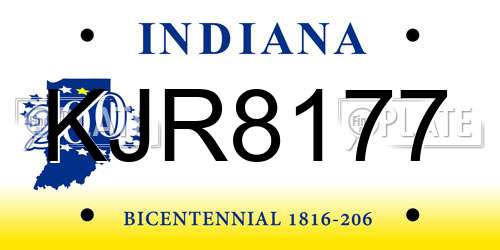 KJR8177 Indiana License Plate