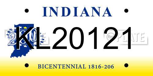 KL20121 Indiana License Plate