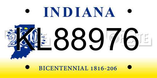 KL88976 Indiana License Plate