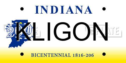 KLIGON Indiana License Plate