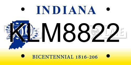 KLM8822 Indiana License Plate