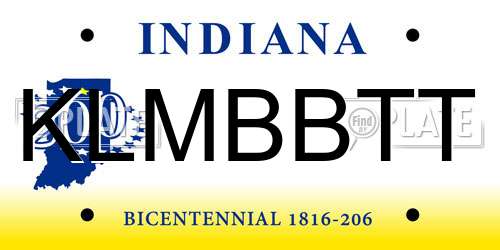 KLMBBTT Indiana License Plate