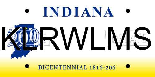 KLRWLMS Indiana License Plate