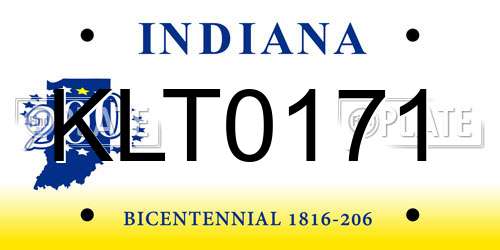 KLT0171 Indiana License Plate