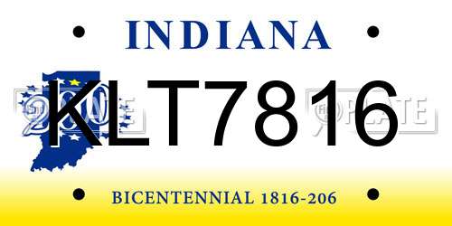 KLT7816 Indiana License Plate