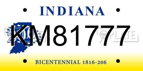 KM81777 Indiana License Plate