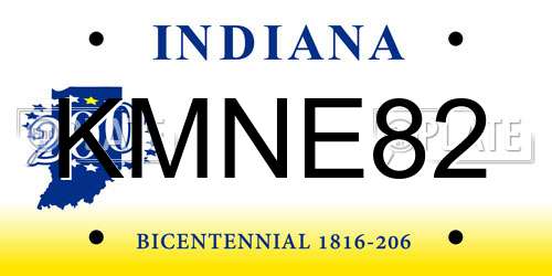 KMNE82 Indiana License Plate