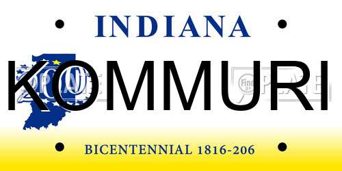 KOMMURI Indiana License Plate