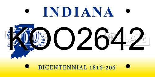 KOO2642 Indiana License Plate