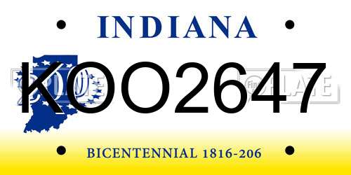 KOO2647 Indiana License Plate