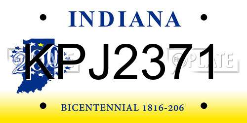 KPJ2371 Indiana License Plate