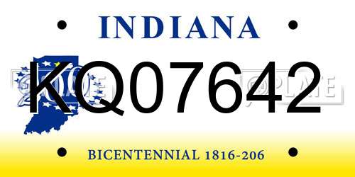 KQ07642 Indiana License Plate