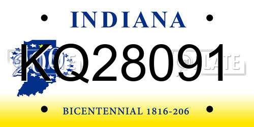 KQ28091 Indiana License Plate