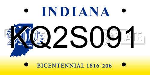 KQ2S091 Indiana License Plate
