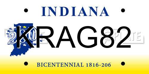 KRAG82 Indiana License Plate