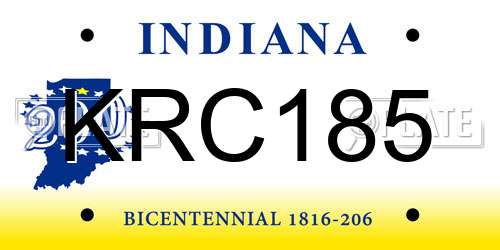 KRC185 Indiana License Plate