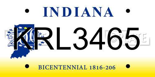 KRL3465 Indiana License Plate