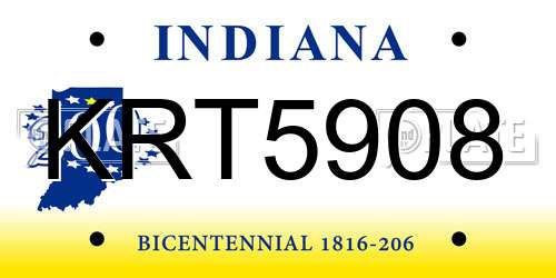 KRT5908 Indiana License Plate