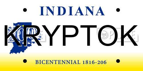 KRYPTOK license plate in IN state